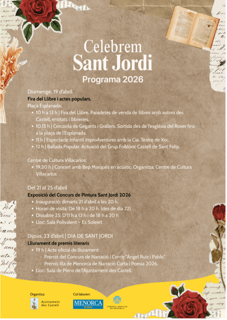 Sant Jordi 2026 a Es Castell — Venda i signatura de llibres